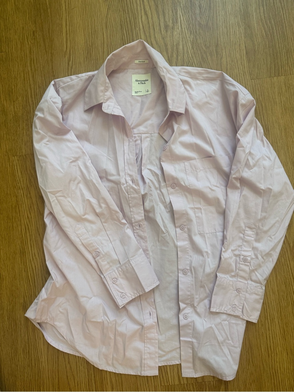 Abercrombie & Fitch Men's Pale Pink Long-Sleeve Button-Up Shirt